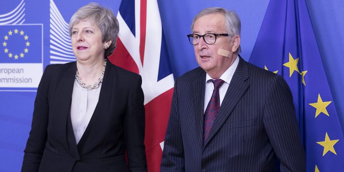 Conservative prime minister Theresa May and Jean-Claude Juncker meet at an EU summit to discuss Brexit. The UK may now participate in the upcoming European election
