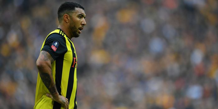 Tory Deeney playing for Watford against Wolves