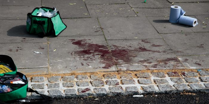 The scene of a stabbing in central London
