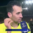 Sergio Busquets cries during interview after Barcelona defeat to Liverpool