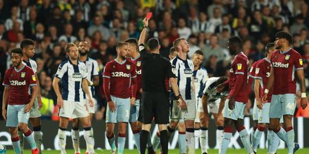 Jonathan Kodjia dabs Chris Brunt down the tunnel after red card