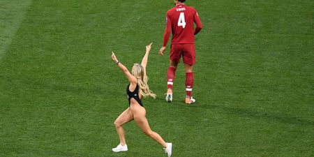 What Champions League Final pitch invader was advertising