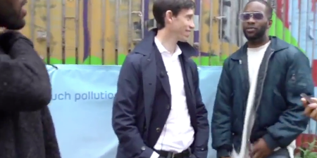 Tory leadership candidate Rory Stewart posts awkward video of him meeting three guys in east London