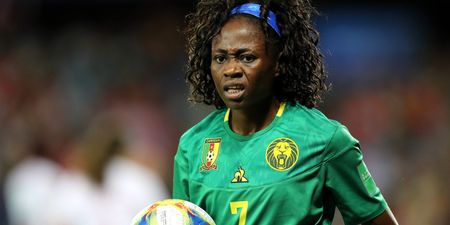 Cameroon’s Onguene throws away water given to her by Dutch sub