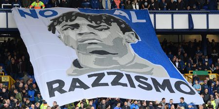 Liverpool supporters help fund Everton fan group’s Moise Kean anti-racism banner