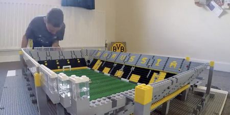 Child brilliantly recreates Borussia Dortmund stadium out of lego