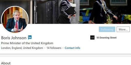 Boris Johnson has, for some reason, got a LinkedIn account