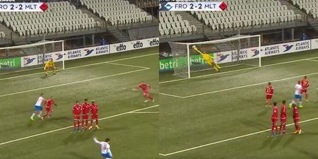 Faroe Islands midfielder scores ridiculous free-kick to clinch last minute victory