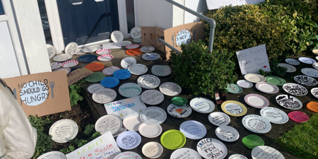 Empty plates left outside Tory office in protest of free school meals vote