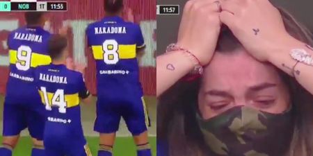 Diego Maradona’s daughter in tears after emotional Boca Juniors goal celebration