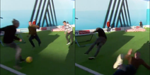 Jamie Carragher nails Jimmy Bullard with a crunching tackle on Soccer AM