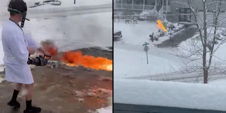 Napalm in the morning: Enterprising man flamethrowers snow off his drive