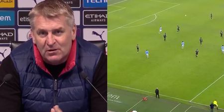 Furious Dean Smith slams Man City opener decision after being sent off by Jon Moss