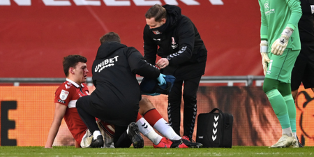 Middlesbrough player left bleeding after kick to head, somehow denied penalty