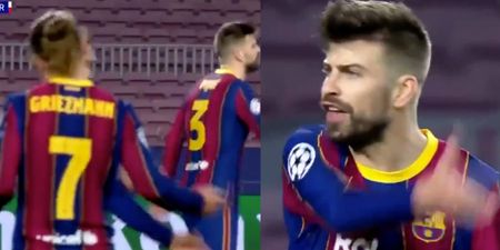 Gerard Pique and Antoine Griezmann involved in heated exchange during PSG defeat