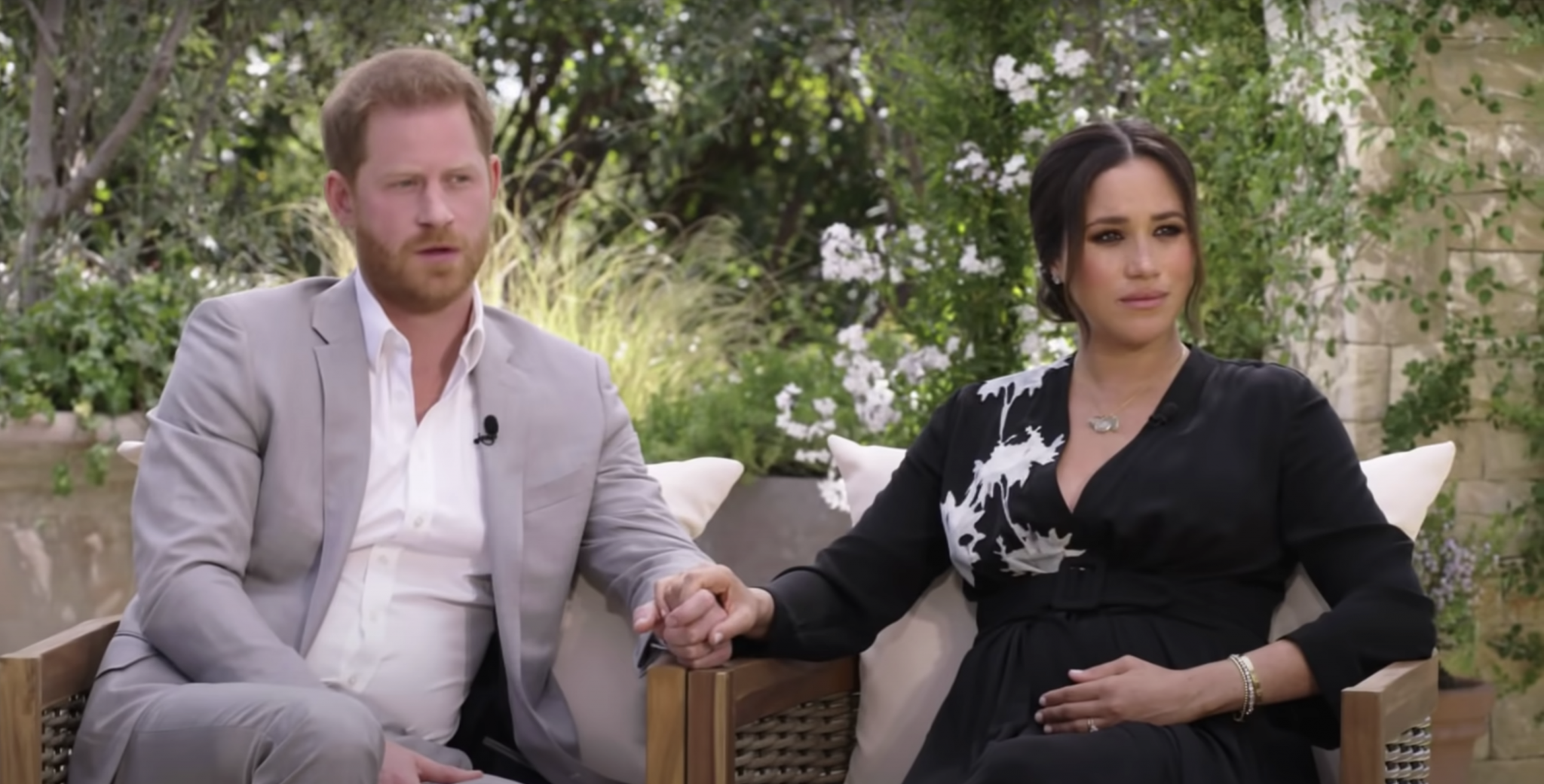 Meghan Markle and Prince Harry being interviewed by Oprah Winfrey ahead of Oprah with Meghan And Harry: A Primetime Special interview