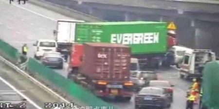 Evergreen truck blocks Chinese motorway days after boat blocks Suez Canal