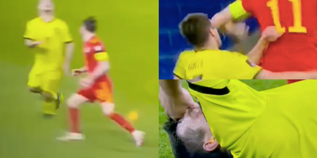 Gareth Bale elbows Ondrej Kudela in the face during match against Czech Republic
