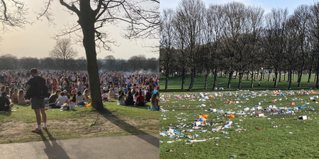 Park left destroyed as thousands leave litter on ground on hottest March day in half a century