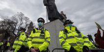 Police ridiculed for guarding Churchill statue at Kill the Bill protest