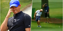 Rory McIlroy hits father with wayward shot, on way to opening 76