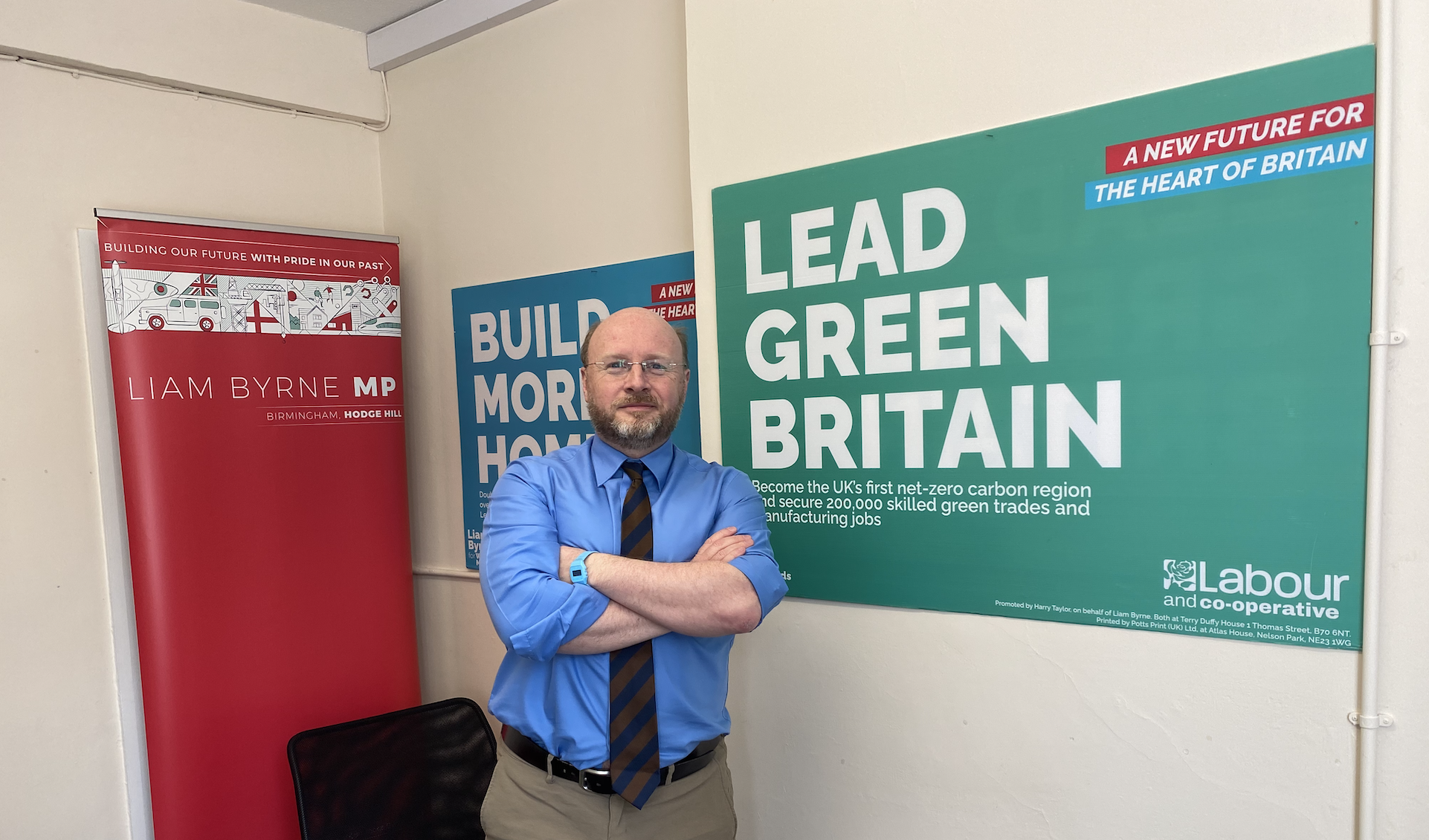 Liam Byrne at his campaign office