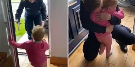 Irish mother reunites with her child as she returns from Navy ship