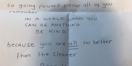 Cleaner leaves powerful note to her ‘awful’ manager on day of retirement