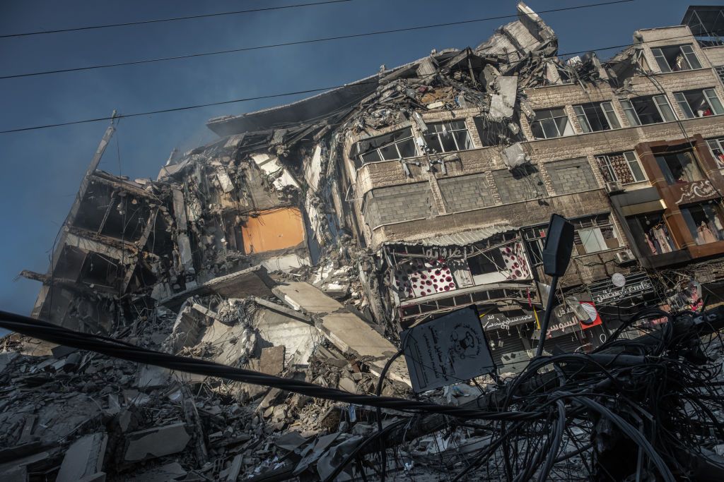 Gaza buildings turned to rubble after Israeli bombs