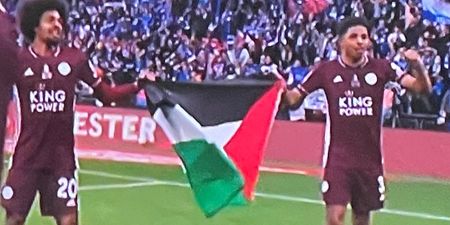 Leicester duo unveil Palestine flag during FA Cup final celebrations