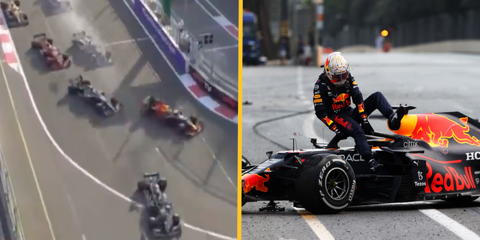 Verstappen crashes out amid chaos at Baku GP