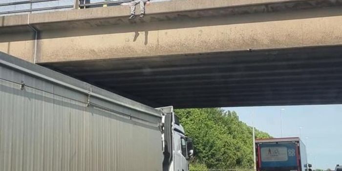 Trucker saves man by parking lorry underneath M62 bridge