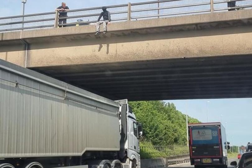 Lorry drover saves man from jumping off M62 bridge