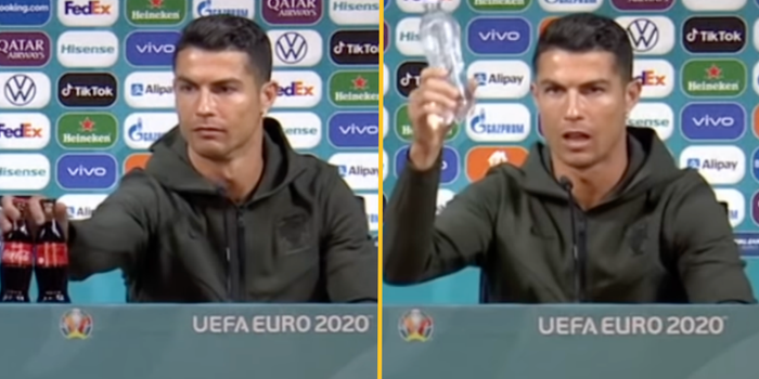 Ronaldo hides coke and tells people to drink water in press conference