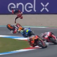 MotoGP racer somehow limps away after being flung from bike in dramatic crash