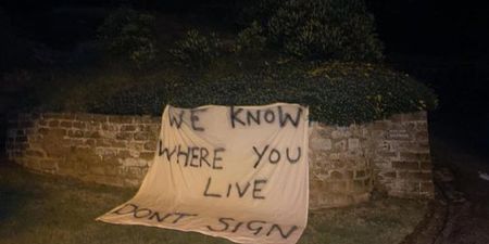 Threatening banner laid near Rafa Benitez’s home as Everton rumours intensify