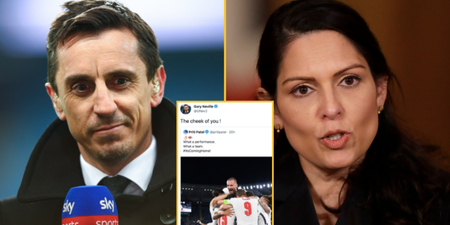 Gary Neville hits out at Priti Patel after she posted support for England