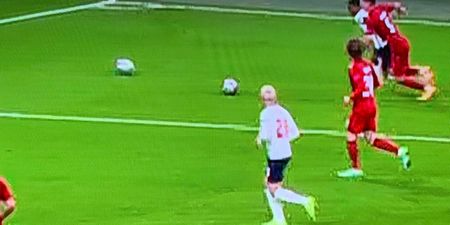 Fans notice a second ball on pitch just before England’s penalty against Denmark