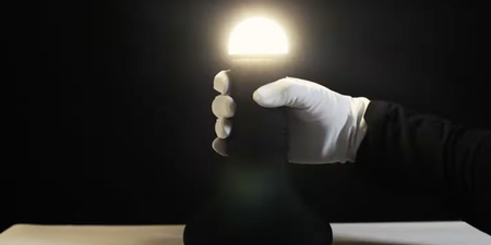You turn on this lamp by peeling back it’s rubber ‘foreskin’