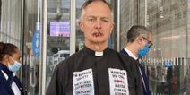 Vicar sews his own mouth shut in protest of Rupert Murdoch