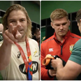 Post-match scenes from Springboks changing room show Owen Farrell’s big jersey swap