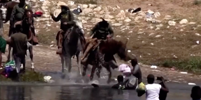 US Border Patrol use horse reins as whips to push back Haitian immigrants