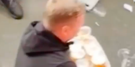 Guy seen carrying 48 beers in one go at football match