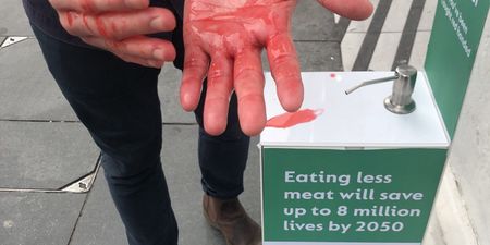 Vegan installs hand sanitiser dispenser ‘full of blood’ outside butchers