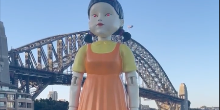 Giant Squid Game doll appears in Sydney for Halloween