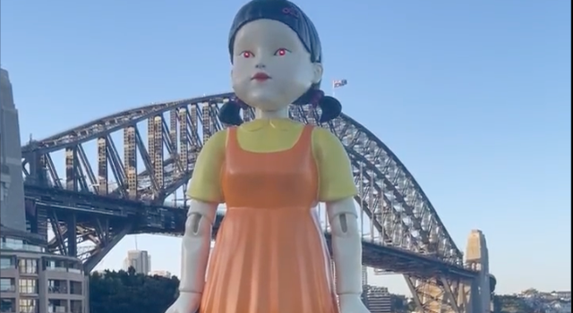 Giant Squid Game doll appears in Sydney