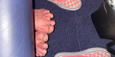 Internet disgusted at sight of bare feet sticking out under plane seat