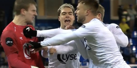 Icelandic goalkeeper gets teammate sent-off after faking an injury following bust-up