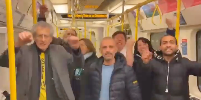 Anti-mask song on London train