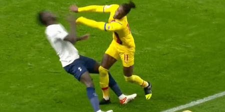 Wilfried Zaha shown red card after foul in Tottenham Crystal Palace clash